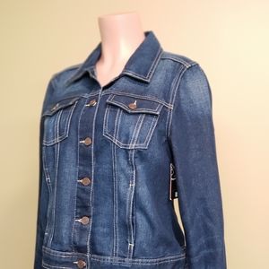 Boom Boom Womens Jean Jacket Blue Buttons Flap Poc